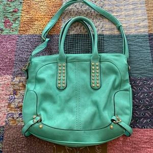Large aqua spring green tote bag
